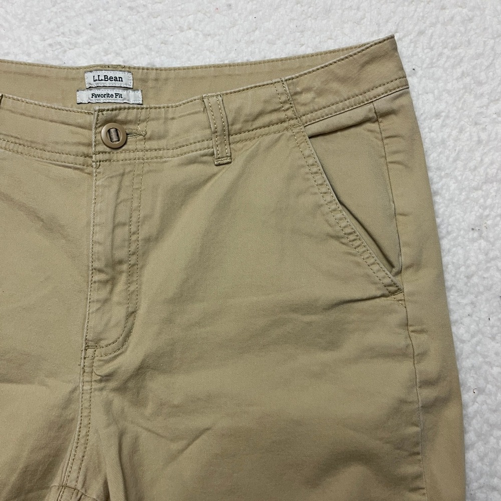 LL Bean Shorts Womens 12 Tan Favorite Fit Chino Khaki Cotton Casual 9 In Inseam